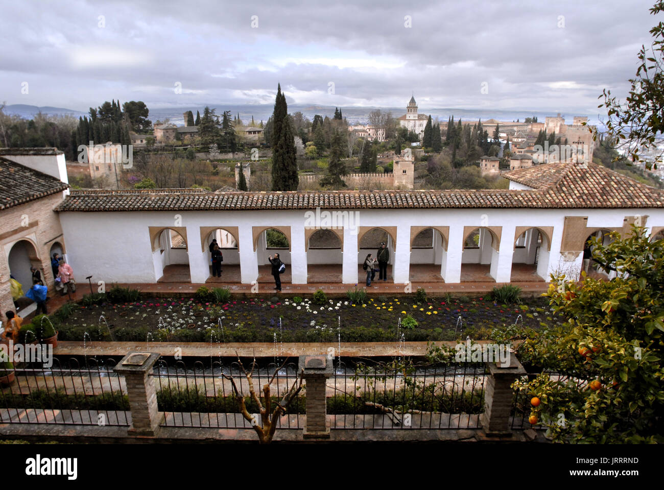 Jardins du palais mauresque Alhambra Granada, Andalousie Espagne Banque D'Images