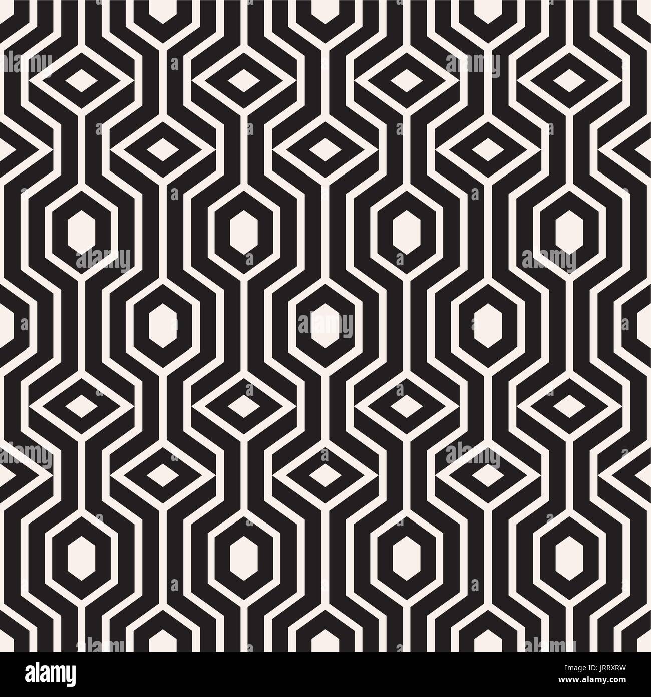 Abstract vector seamless pattern avec hexagones et des losanges. La répétition moyenne géométrique noir et blanc texture sans fin peut être utilisé pour les textiles, papier cadeau, Illustration de Vecteur