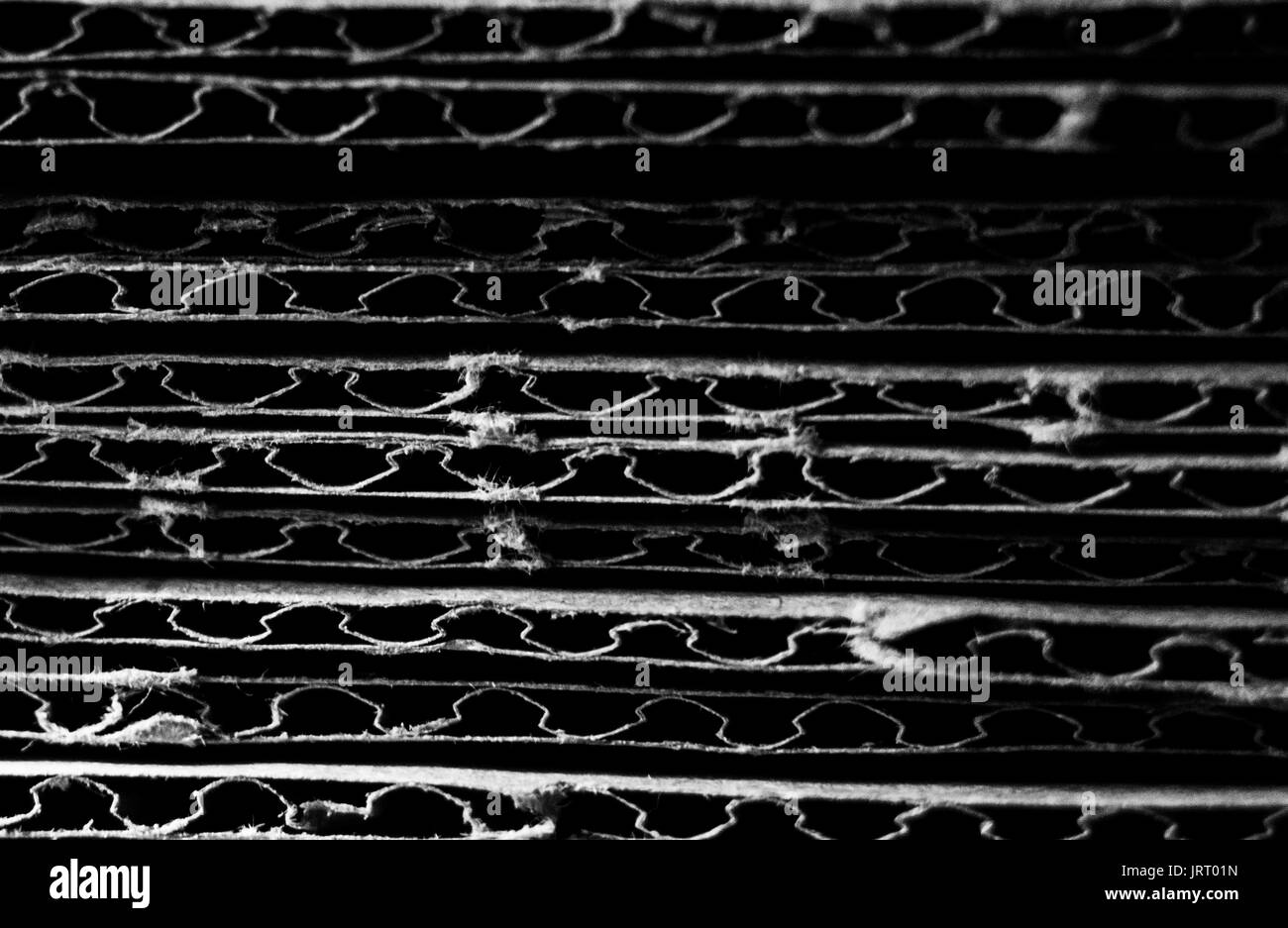 Carton, empilé, gros plan, bords radés, feuilles de carton, Image d'arrière-plan, image en noir et blanc Banque D'Images