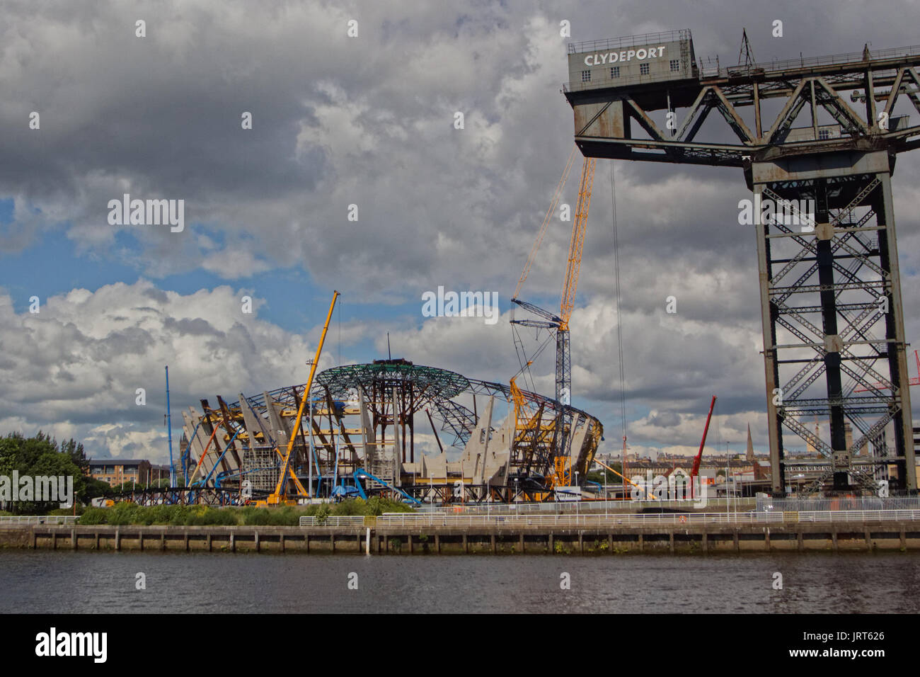 Construction de la désormais compléter la SSE Hydro, SEC, Glasgow funny ha ha Banque D'Images