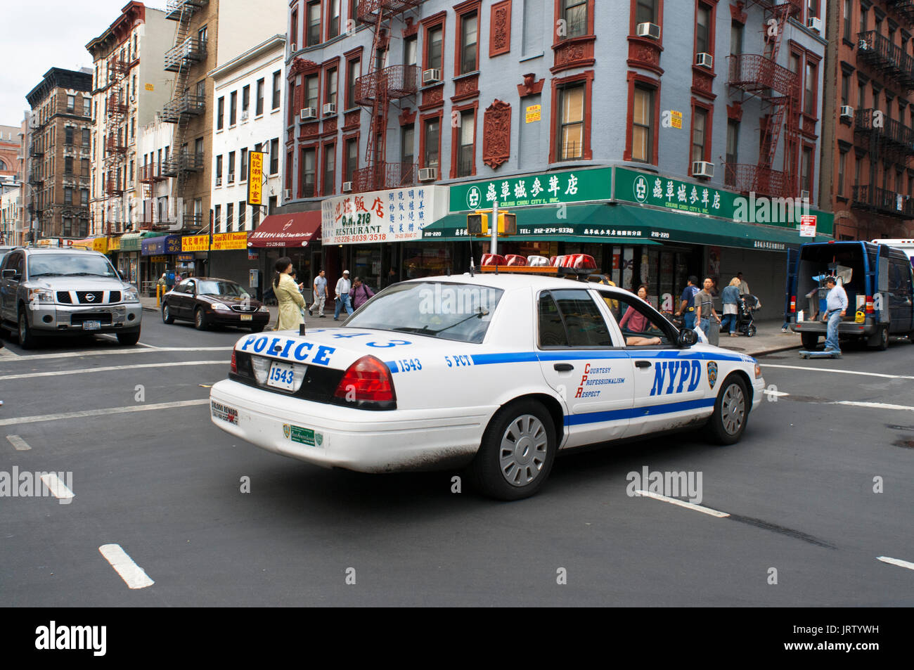 Voiture de la police de New York à Manhattan. voiture de police, Little Italy, USA. Banque D'Images