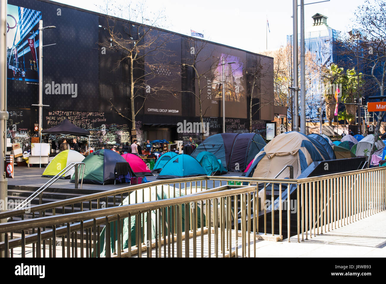 La ville tente de protestation Martin Place Sydney 2017 Banque D'Images