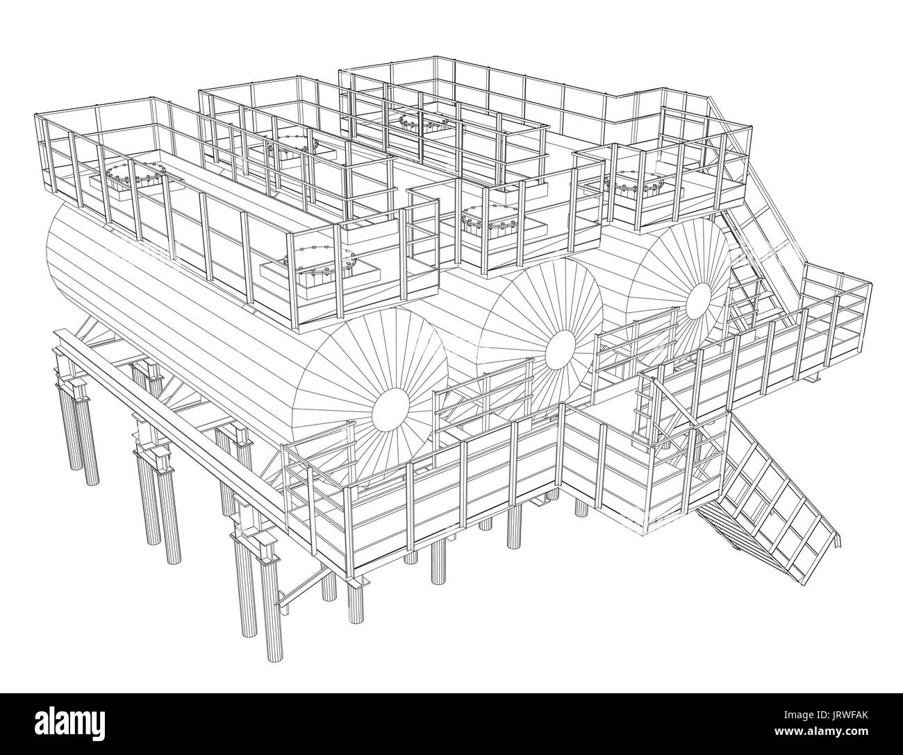 L'équipement industriel. Style fil de fer Illustration de Vecteur