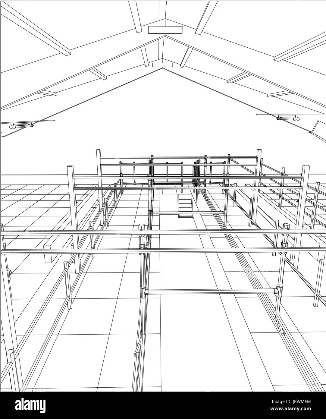 Bâtiment industriel pour wireframe abstract background.3d illustration de traçage Illustration de Vecteur