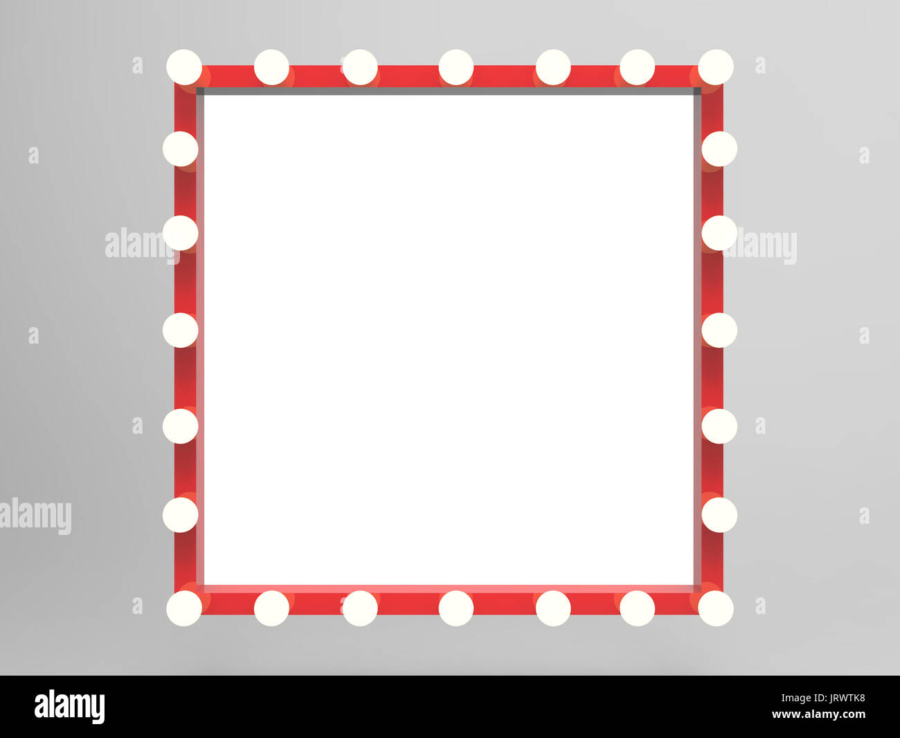 Rendu 3d cadre rouge avec surround ampoules Banque D'Images