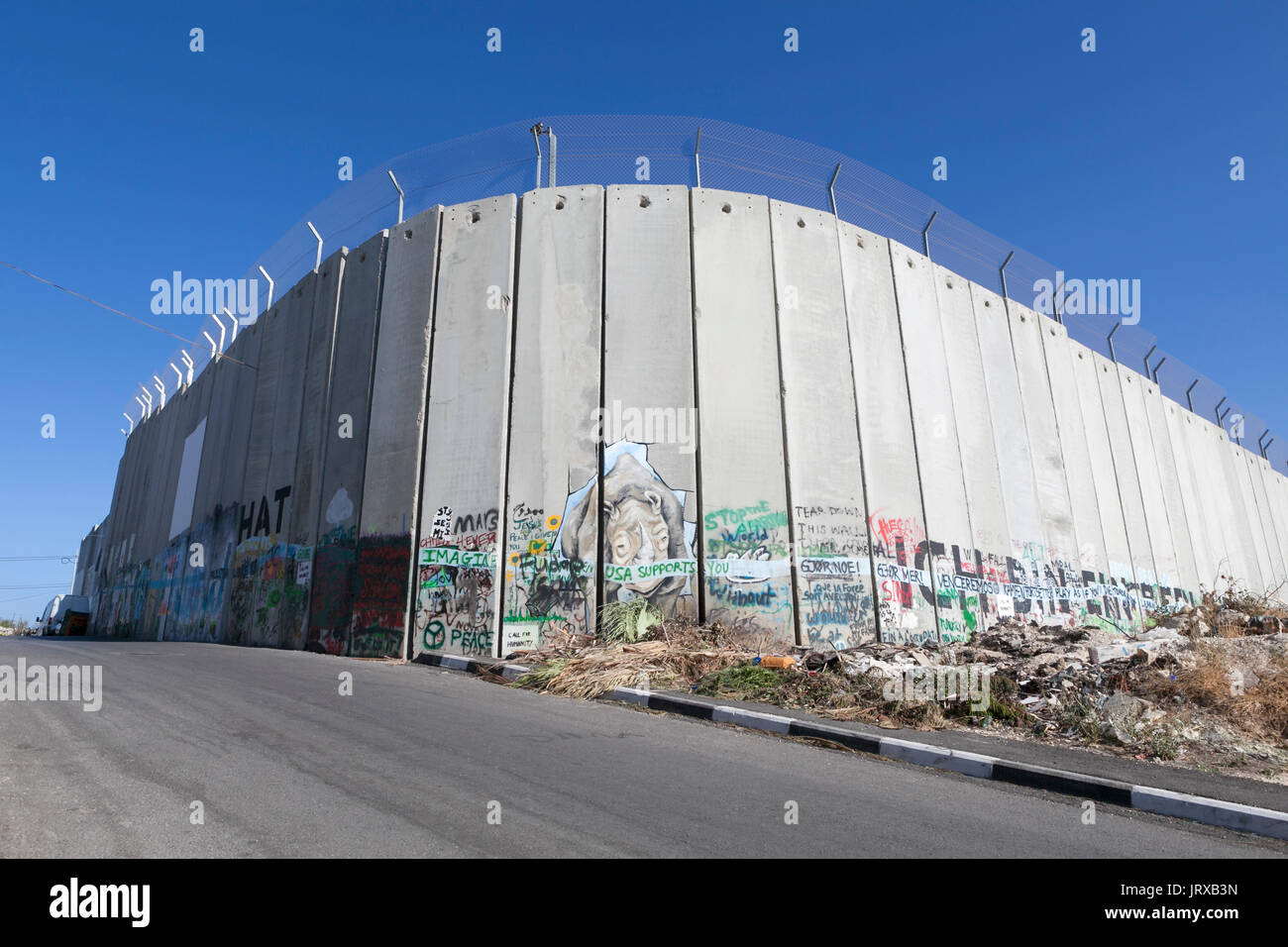 Le mur de séparation à Bethléem, Palestine Banque D'Images