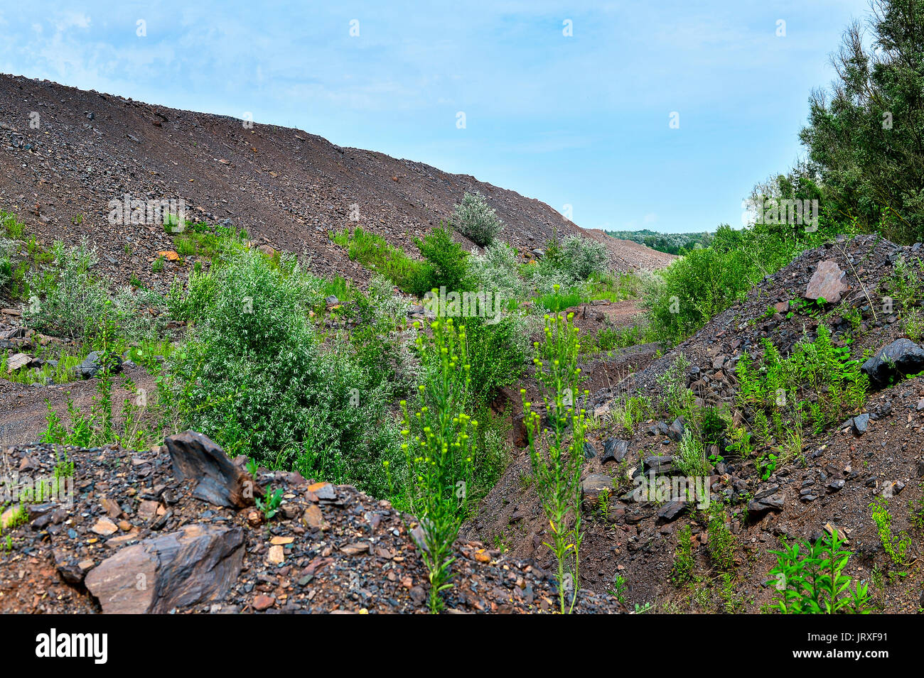 Rock Dumps de montagnes carrières industrielles Banque D'Images