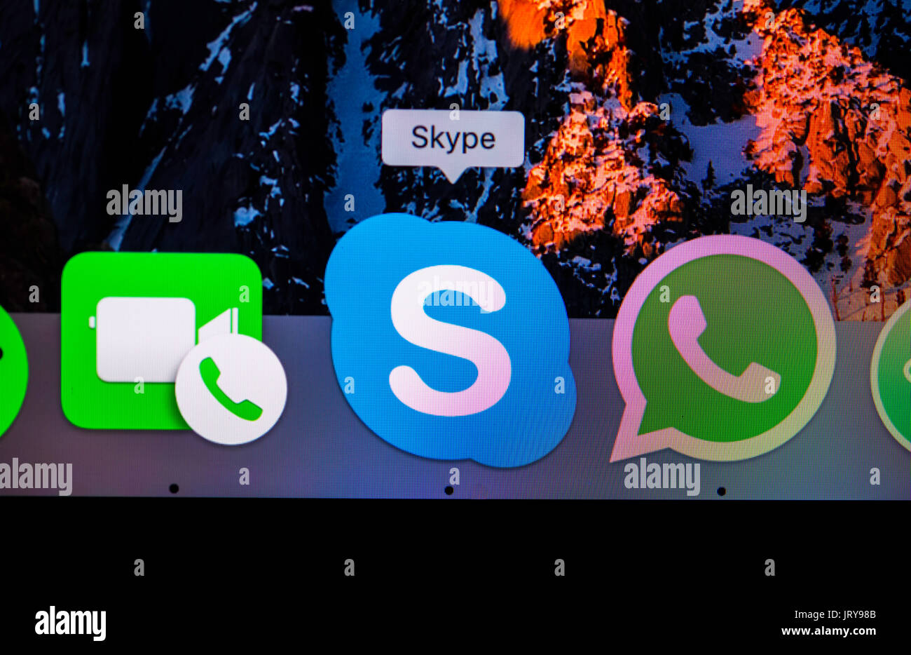 Icône, logo, Skype, service de messagerie instantanée, macro shot, détail, full-frame, capture d'écran Banque D'Images