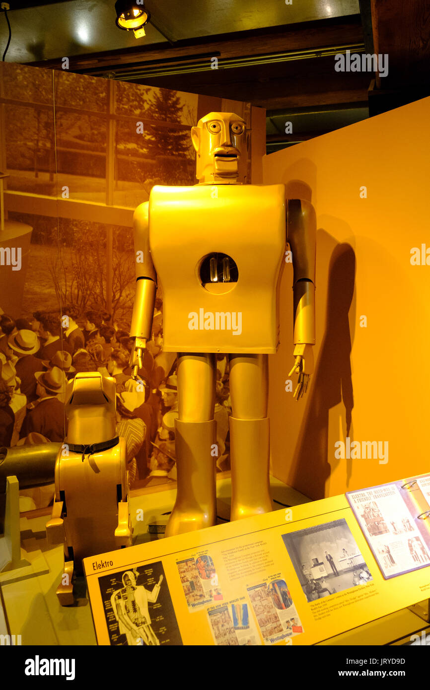 L'Elektro Moto-Man et son petit chien Sparko, dans l'histoire de Heinz Center, Pittsburgh, USA Banque D'Images