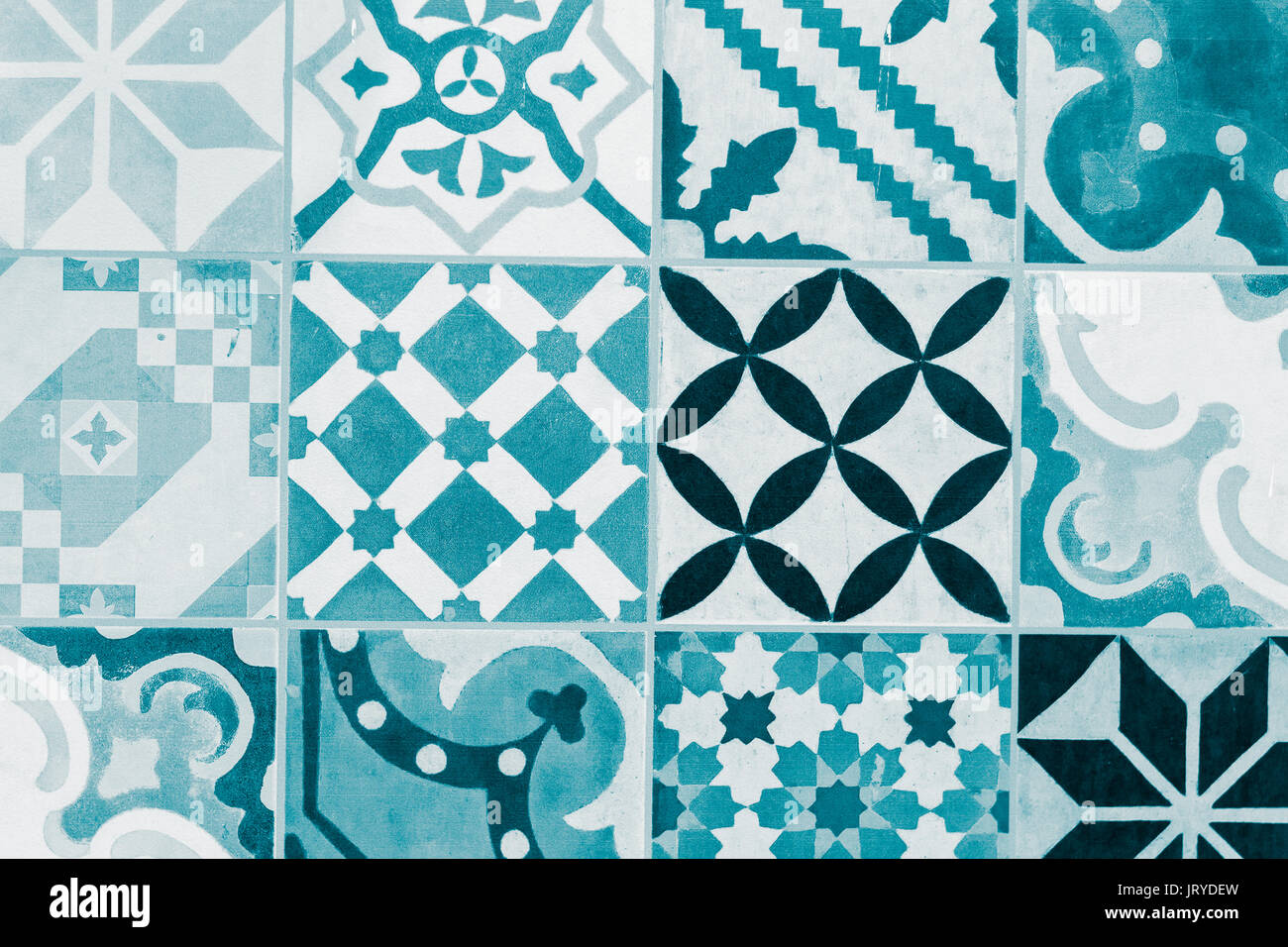 Mosaïque carreaux bleu azulejo portugais Banque D'Images