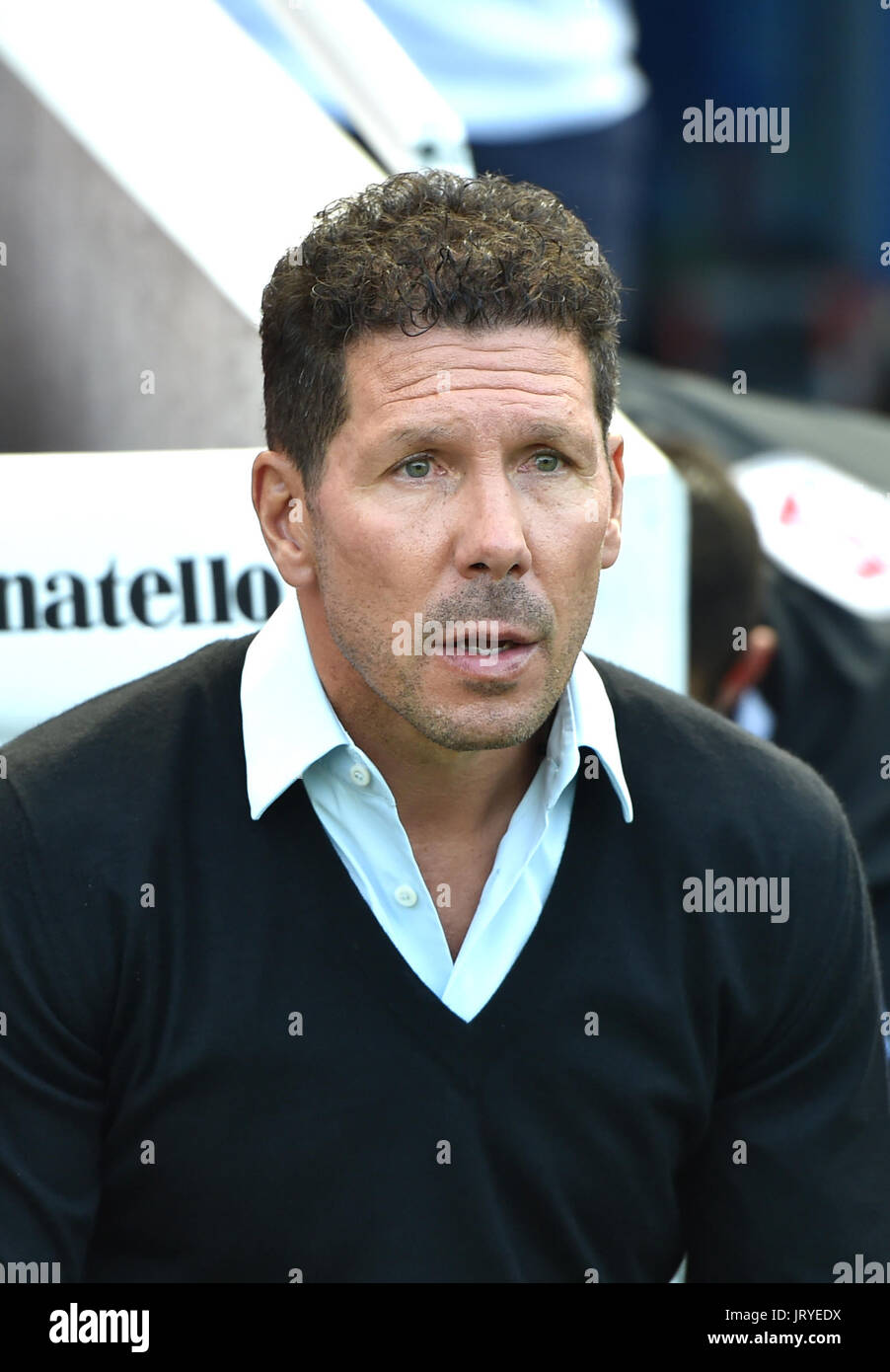 Diego Simeone pendant le match amical entre Brighton et Hove Albion et de l'Atletico Madrid à l'American Express Community Stadium à Brighton et Hove. 06 août 2017 Photographie prise par Simon Dack Banque D'Images