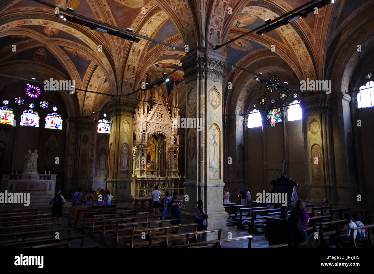 Florence,il - 05 août 2017 - vue intérieure de l'église de Orsanmichele, dans le centre médiéval de Florence. Banque D'Images