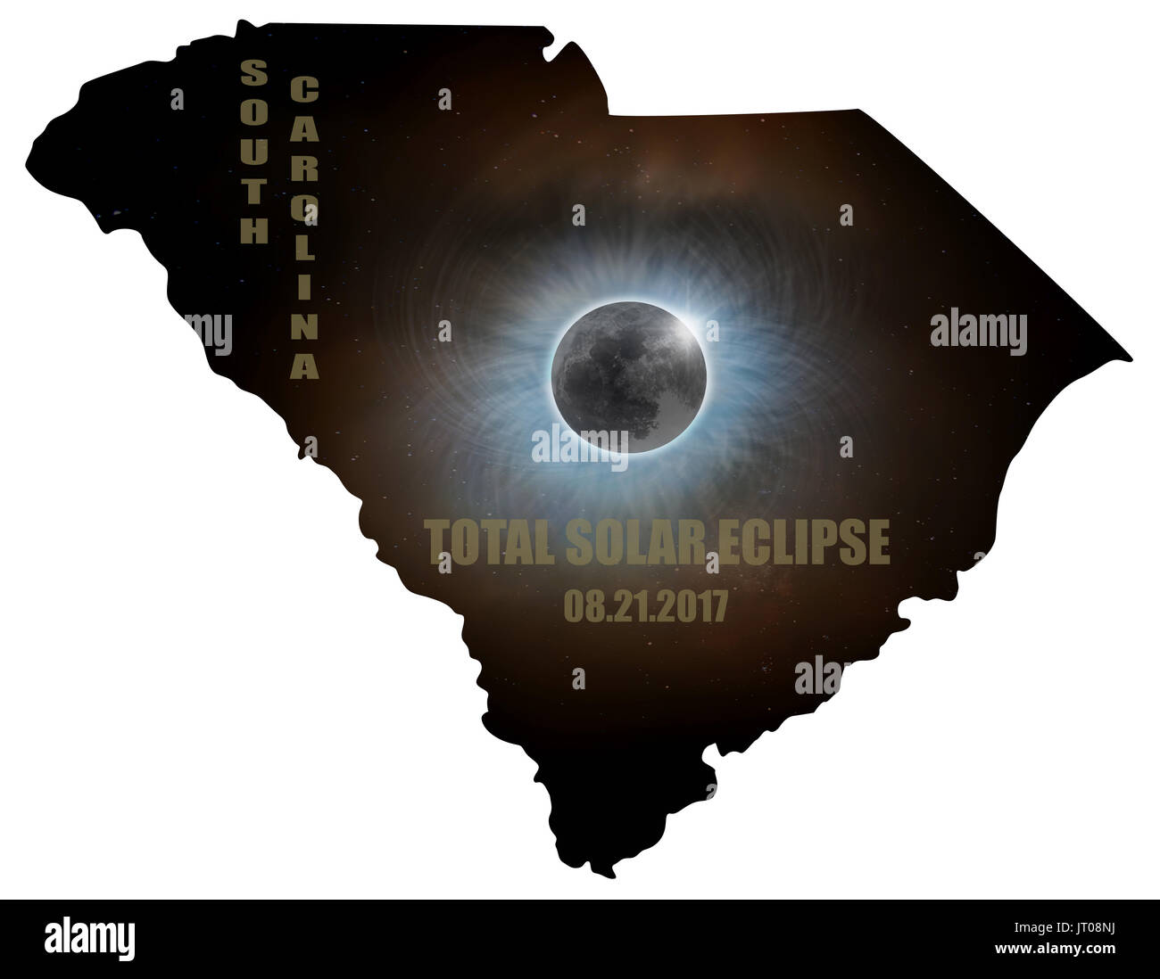 L'éclipse totale de Soleil Lune Étoile Corona en South Carolina State site Contours Banque D'Images