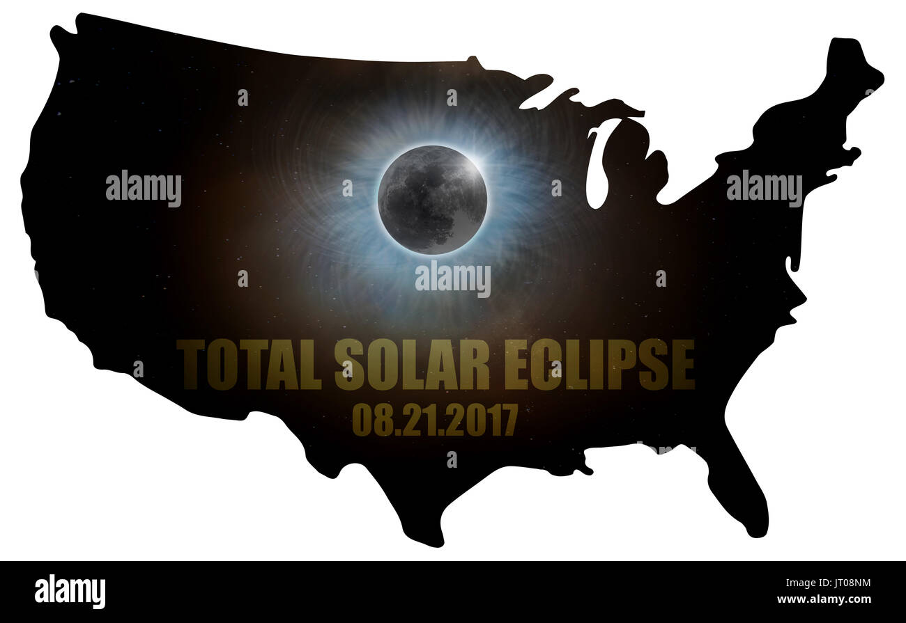 L'éclipse totale de Soleil Lune Étoile Corona en États-Unis d'Amérique Site Contours Banque D'Images