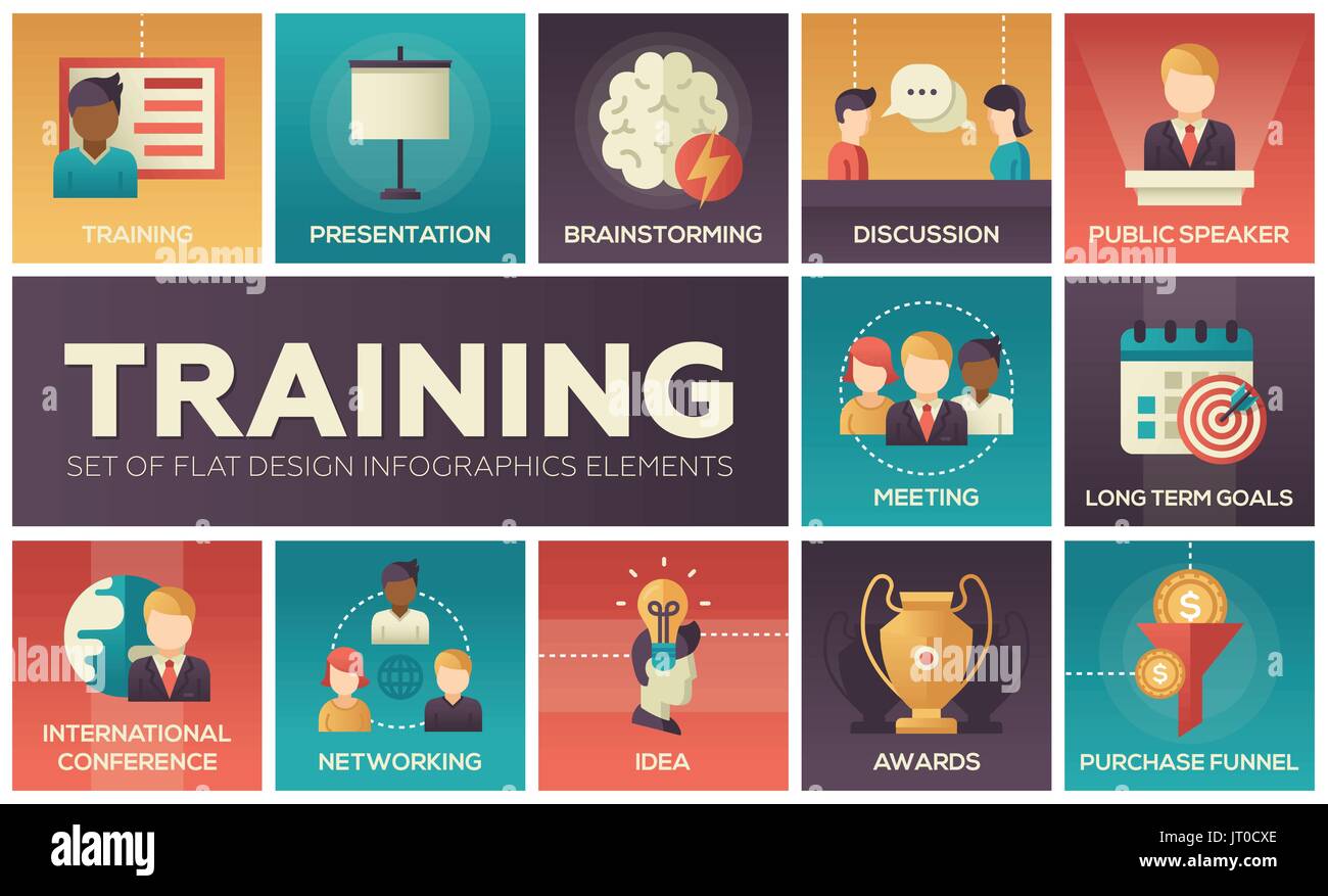 Business Training - Modèle plat icons set Illustration de Vecteur Business Training - Modèle plat icons set Illustration de Vecteur