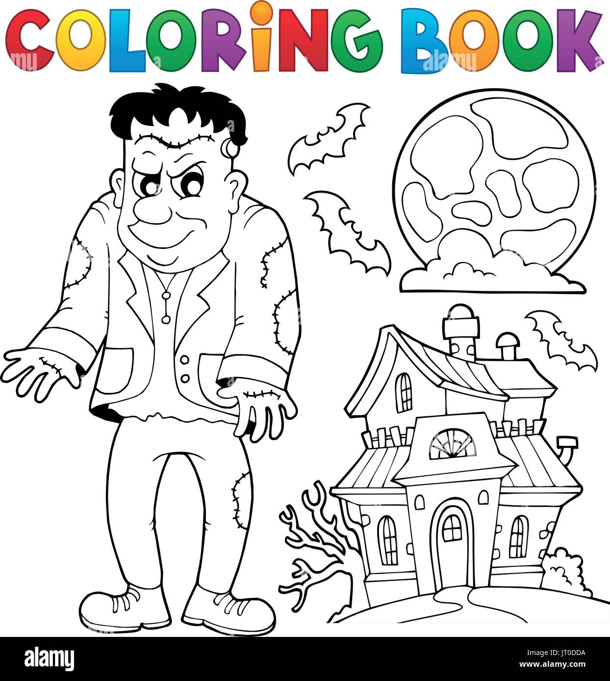 Livre de coloriage thème Frankenstein - eps10 vector illustration. Illustration de Vecteur