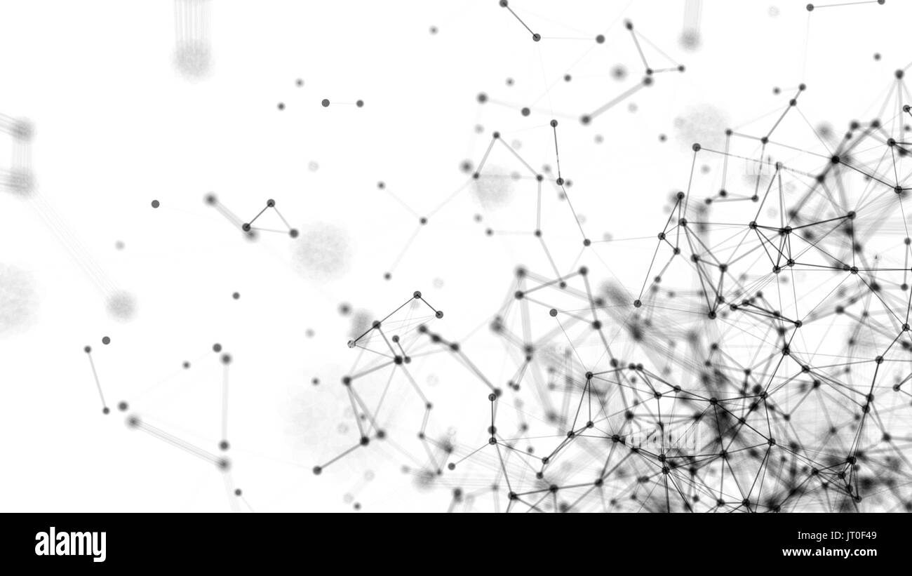 Résumé points connectés sur fond blanc. Technologie concept. Illustration numérique. Rendu 3D Banque D'Images