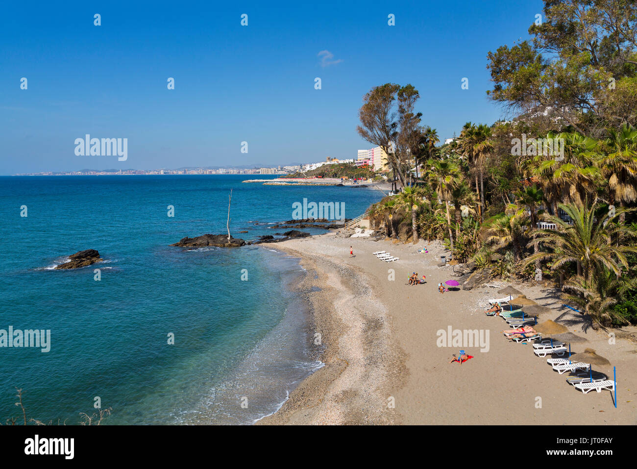 La Viborilla beach, mer méditerranée. Benalmadena, Costa del Sol, Malaga province. Andalousie, Espagne du sud Europe Banque D'Images