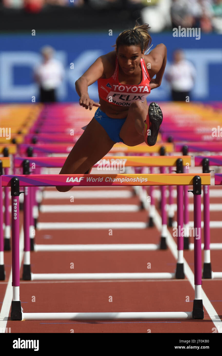 Alysbeth FELIX, Porto Rico au 100 mètres haies, l'heptathlon au London Stadium à Londres le 5 août 2017 au 2017 es Championnats du monde d'athlétisme. Banque D'Images