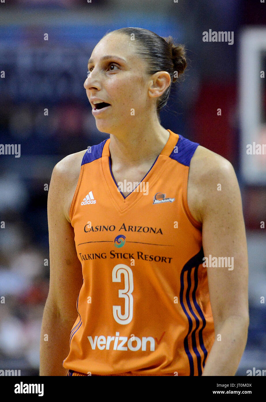 Washington, DC, USA. 6e août, 2017. 20170806 - Phoenix Mercury guard DIANA TAURASI (3) est perçu au cours du premier semestre contre les Washington Mystics au Verizon Center à Washington. Credit : Chuck Myers/ZUMA/Alamy Fil Live News Banque D'Images