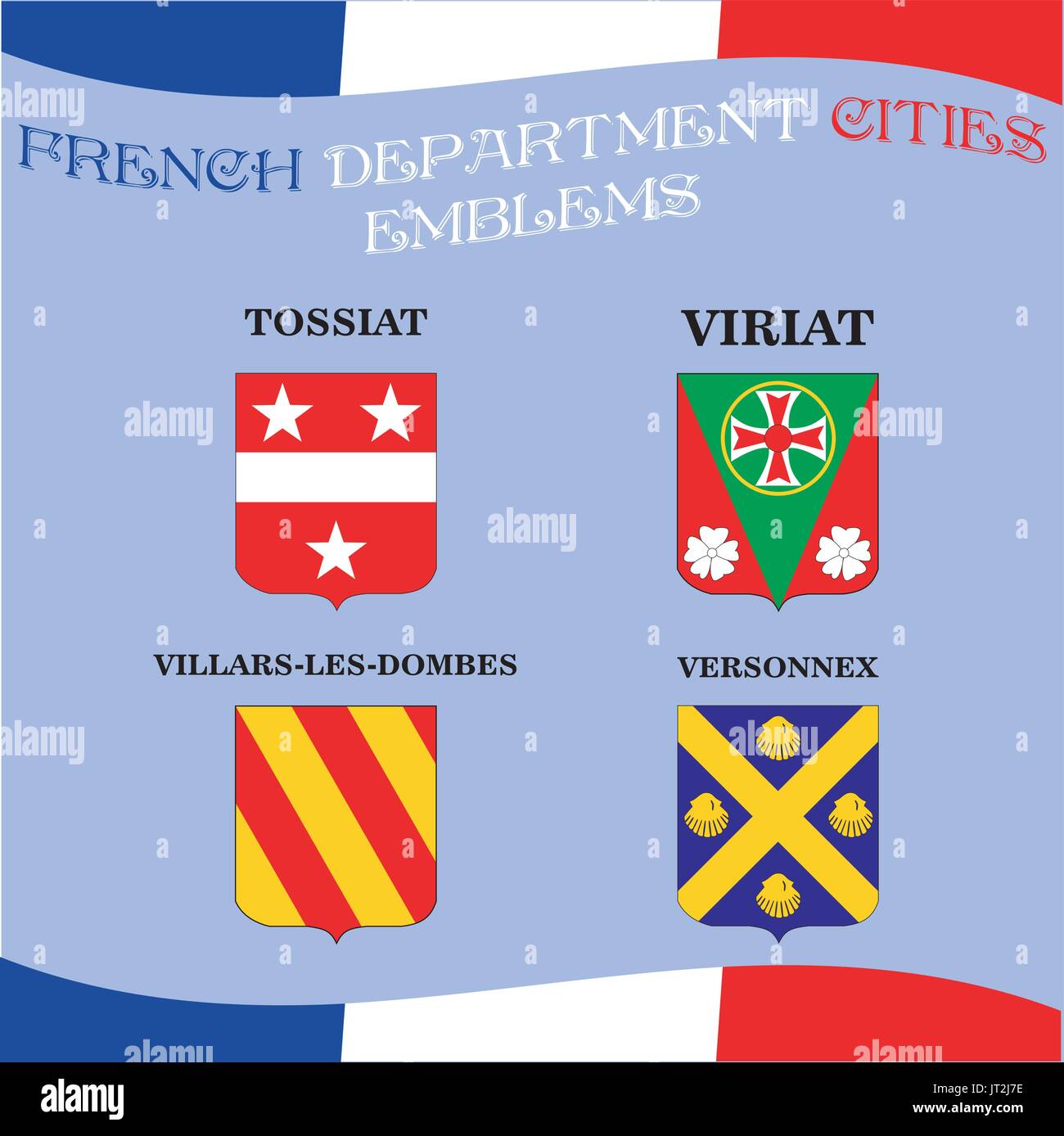 Emblèmes officiels de villes du département Ain Illustration de Vecteur