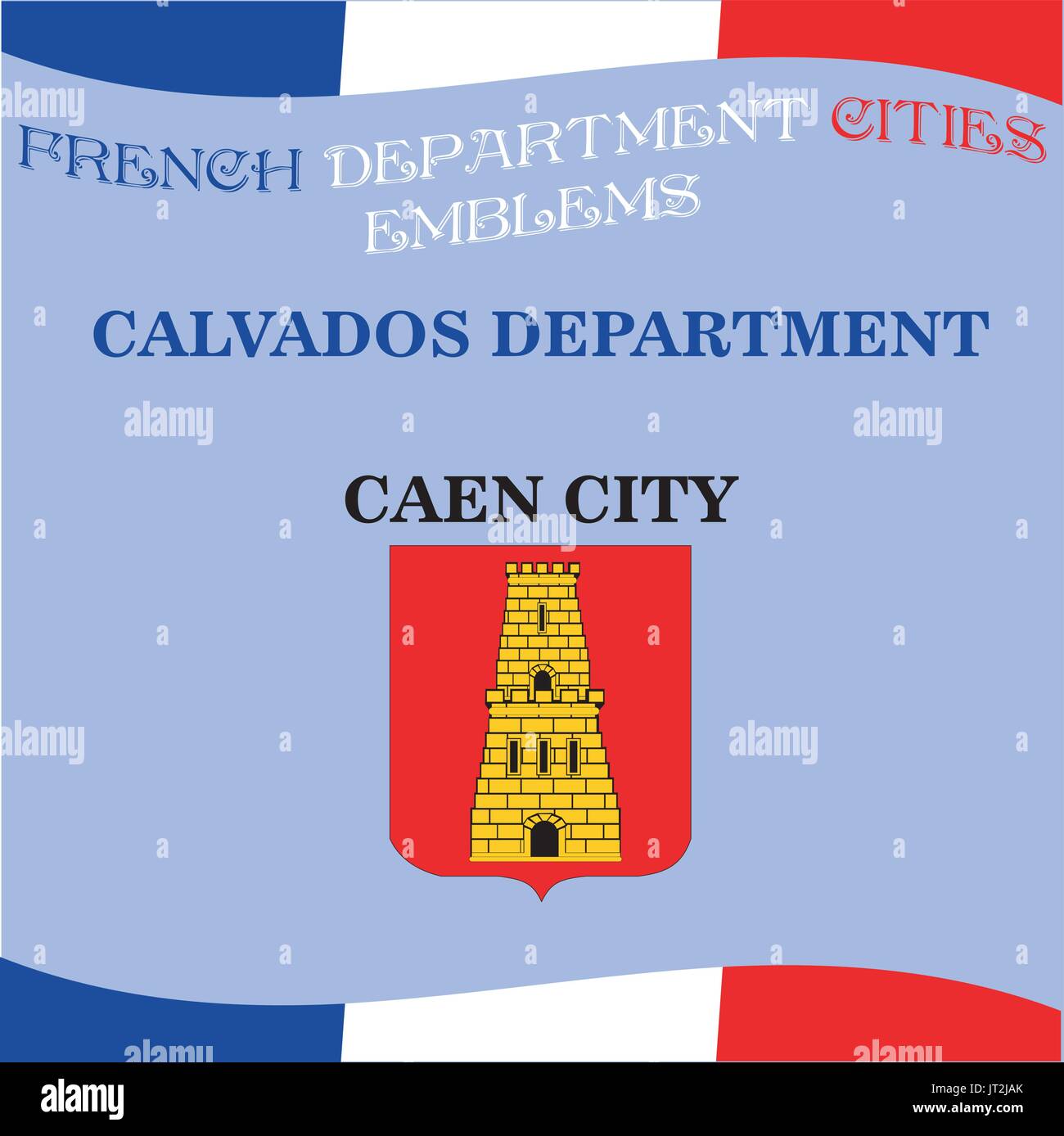 Emblèmes officiels de villes du département Calvados Illustration de Vecteur