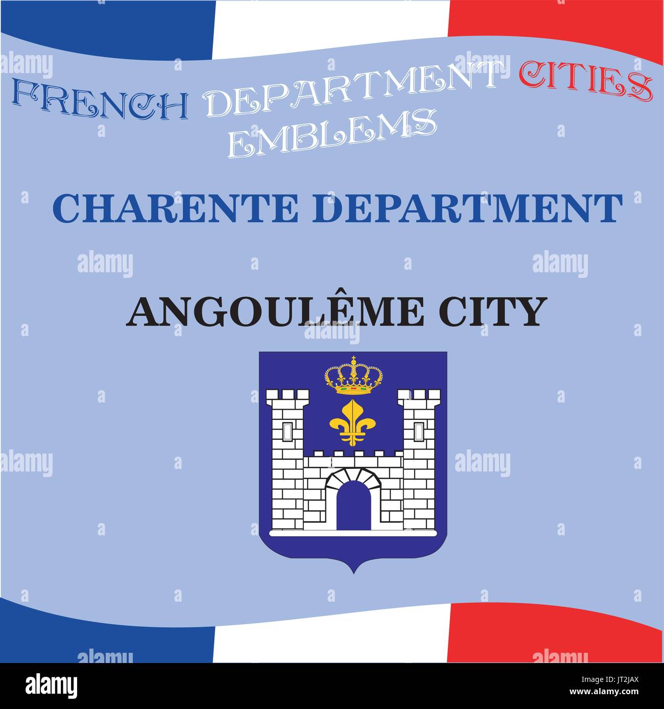 Emblèmes officiels de villes du département Charente Illustration de Vecteur