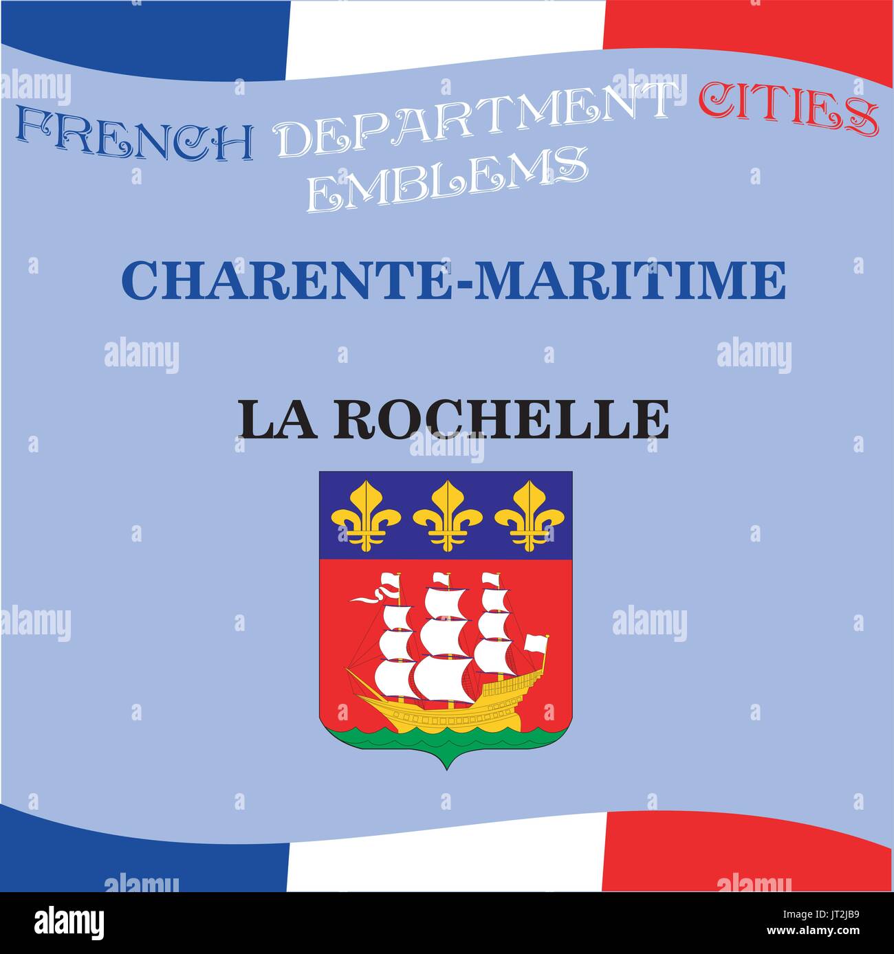 Emblèmes officiels de villes du département Charente Maritime Illustration de Vecteur
