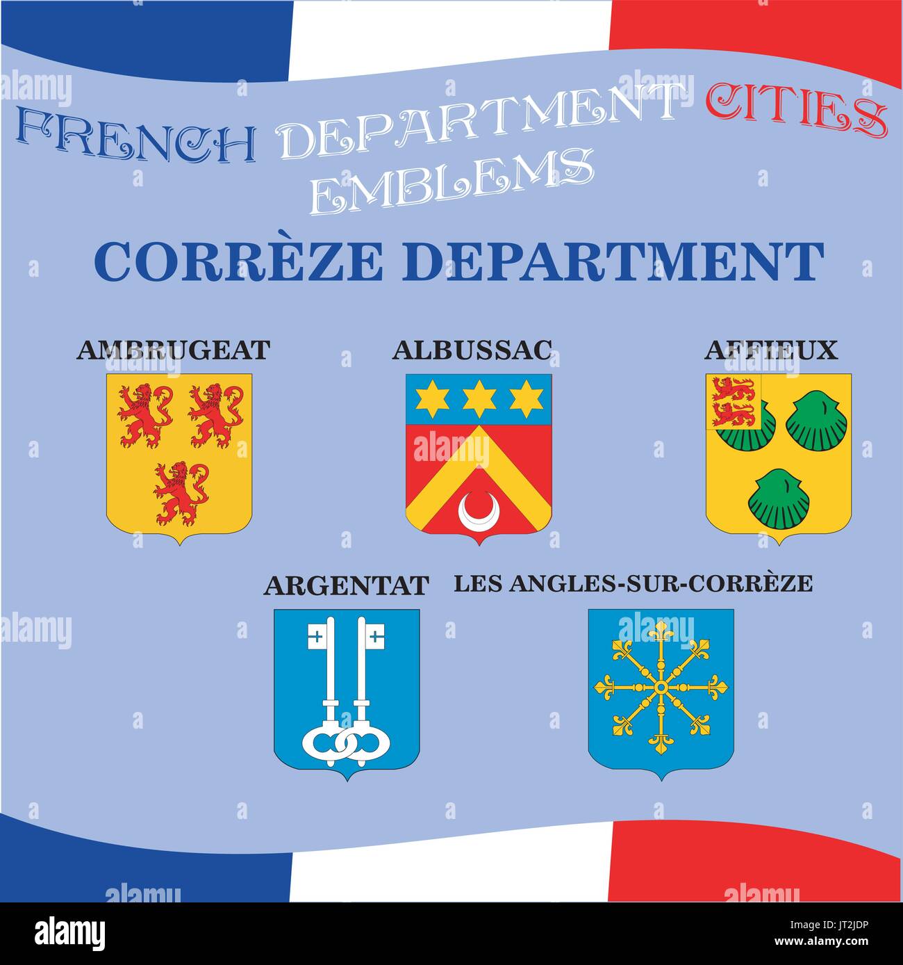 Emblèmes officiels de villes du département Corrèze Illustration de Vecteur