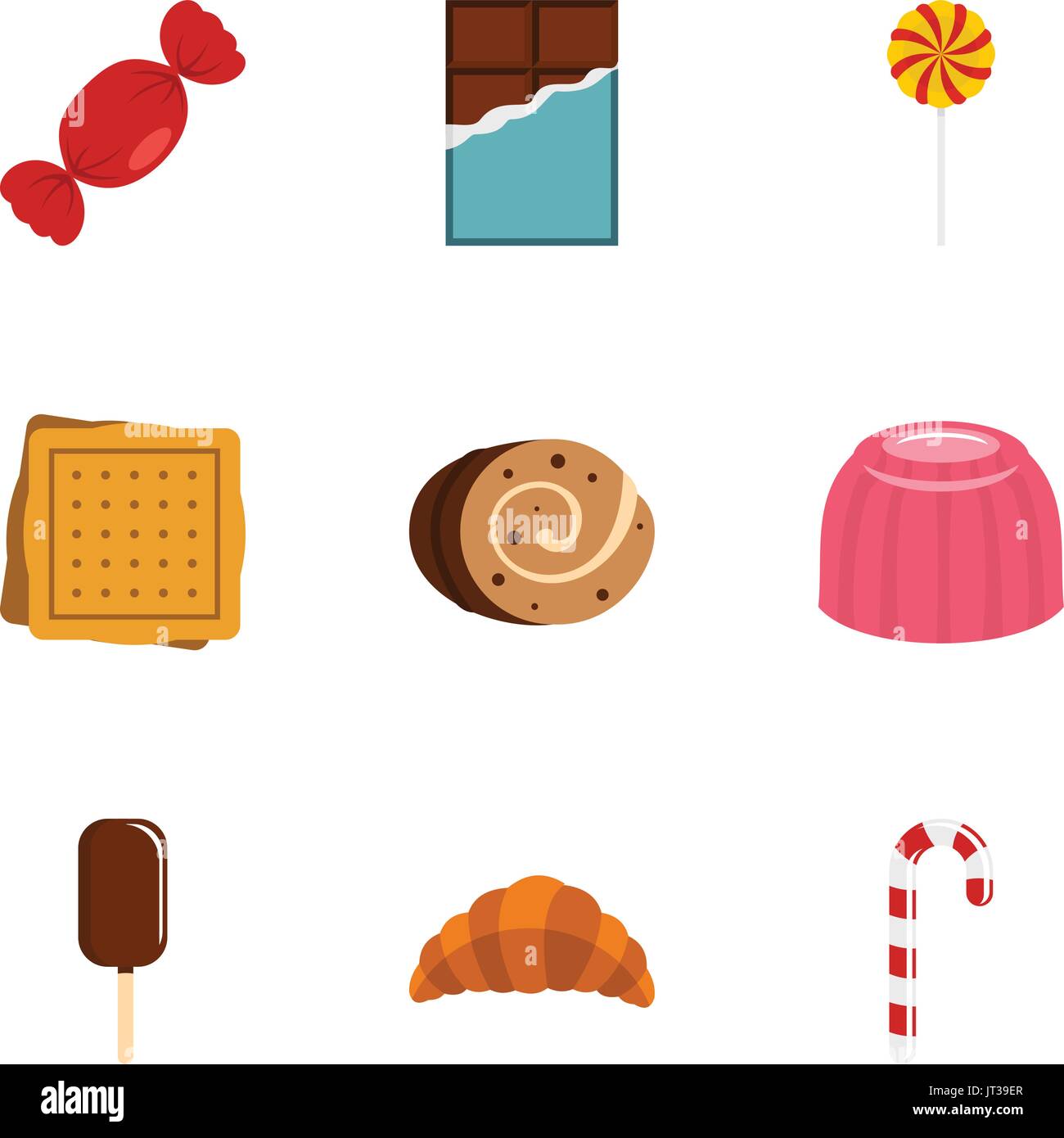 Aliment sucré style Icon Set, Télévision Illustration de Vecteur