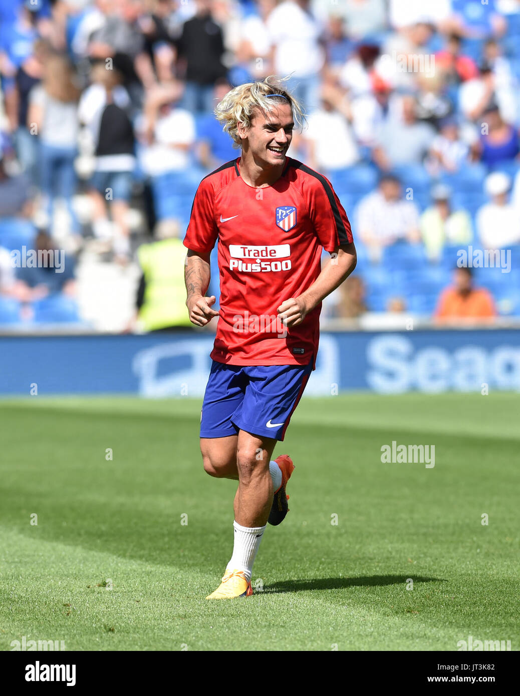 Antoine Griezmann de l'Atletico Madrid pendant le match amical entre Brighton et Hove Albion et de l'Atletico Madrid à l'American Express Community Stadium à Brighton et Hove. 06 août 2017 Banque D'Images