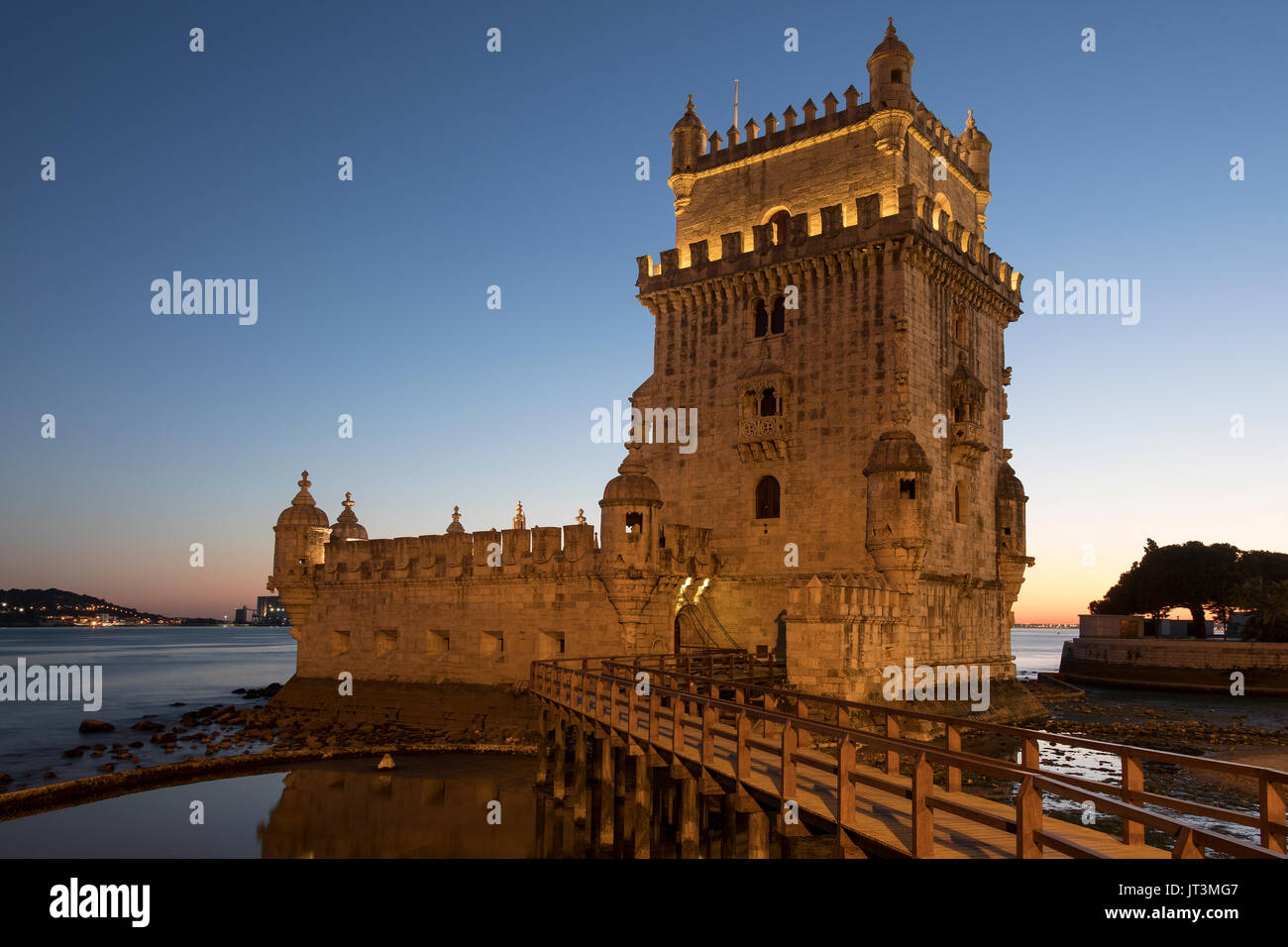 La Tour de Belém à Lisbonne, Portugal (Torre de Belém ou la tour de St Vincent). C'est un site du patrimoine mondial de l'Unesco en raison de l'important rôle qu'il pl Banque D'Images