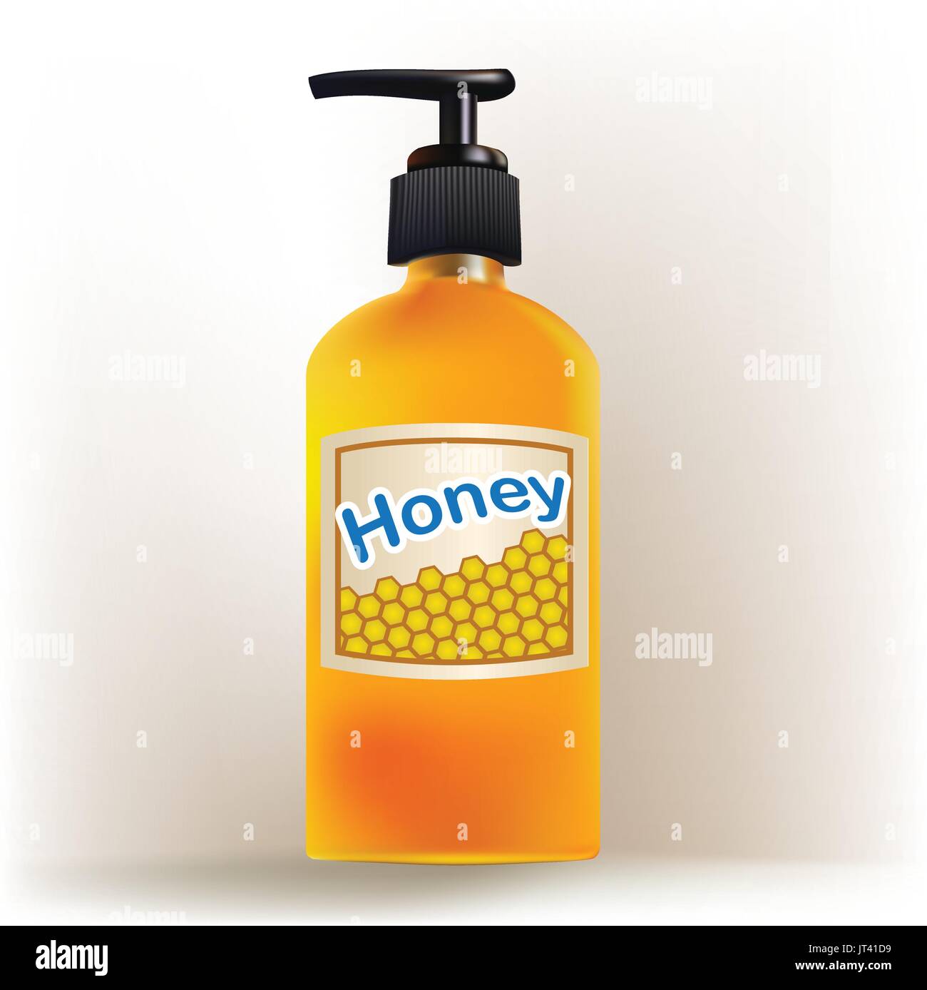 Bouteille de miel réaliste 3D de vecteur, isolé sur fond blanc. Illustration réaliste Illustration de Vecteur