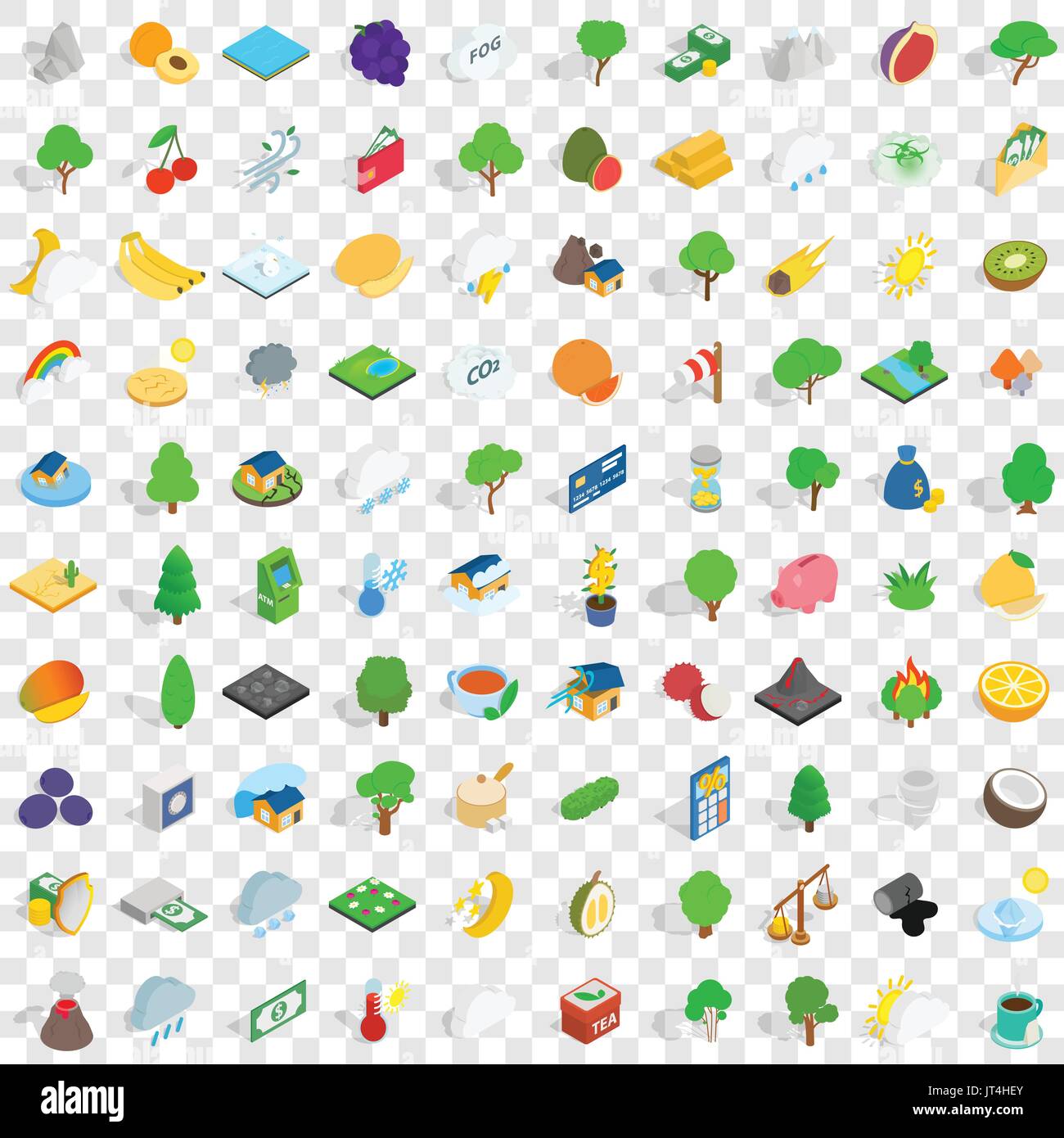 Vital 100 icons set, style 3D isométrique Illustration de Vecteur