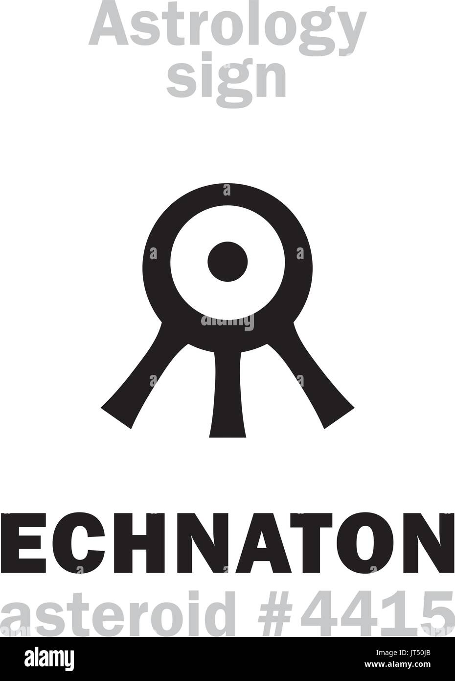 Alphabet d'astrologie : ECHNATON (Akhénaton), astéroïde # 4415. Caractères hiéroglyphes signe (symbole unique). Illustration de Vecteur