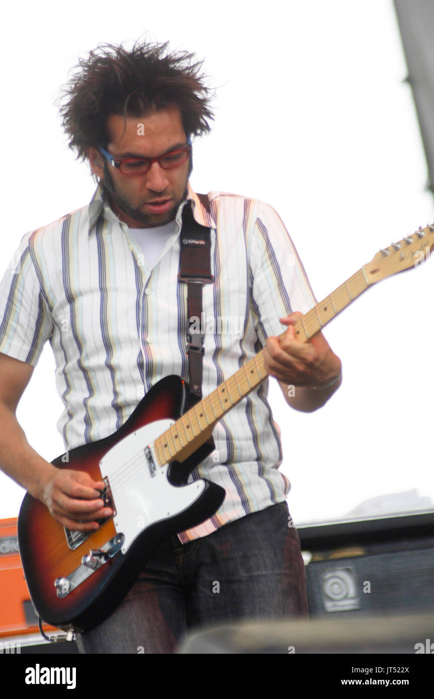 Justin pierre Motion City Soundtrack effectue 2007 lollapalooza chicago,il Banque D'Images