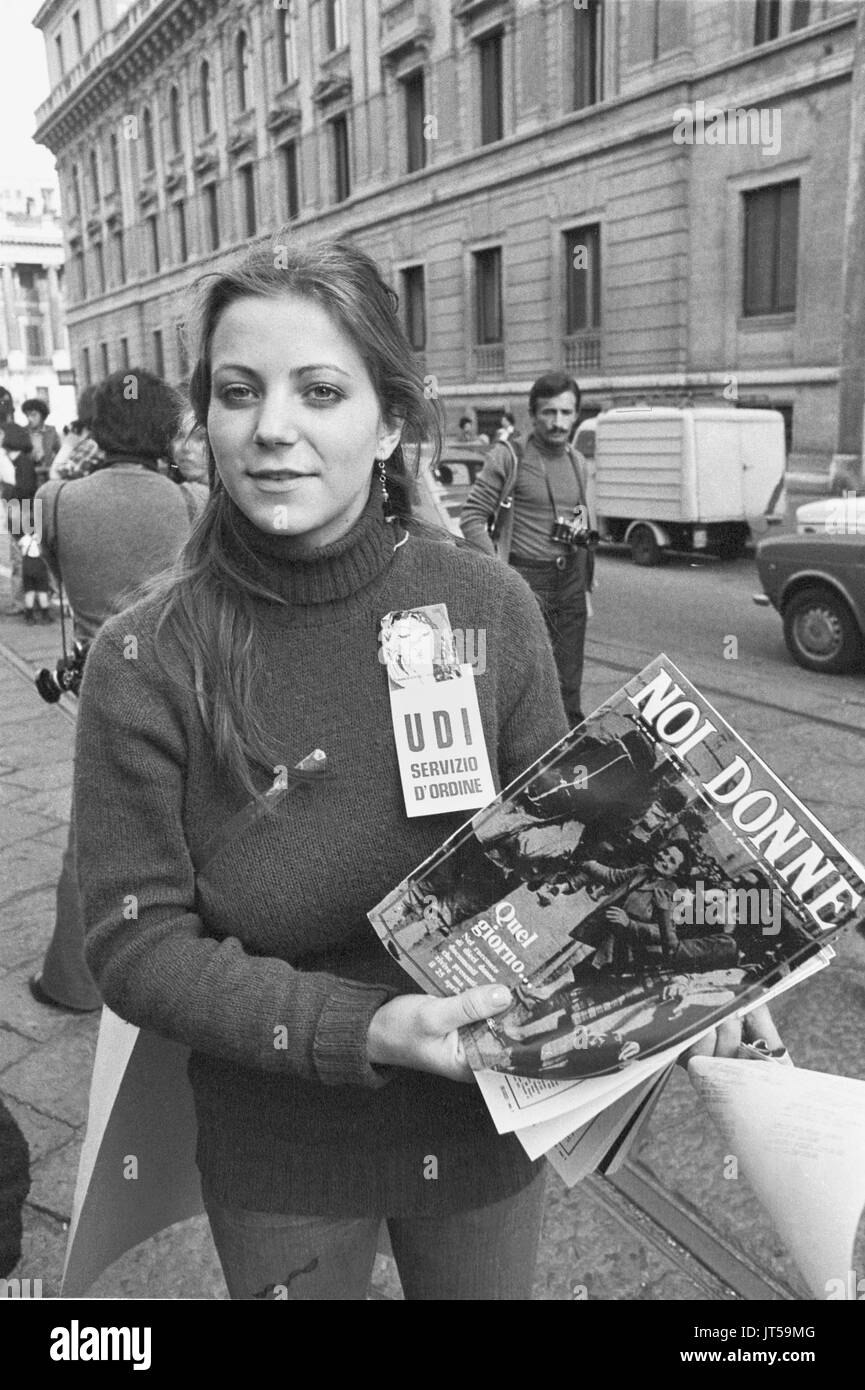 Milan (Italie), 1976, pour les droits des femmes et à la défense de la loi sur l'avortement Banque D'Images