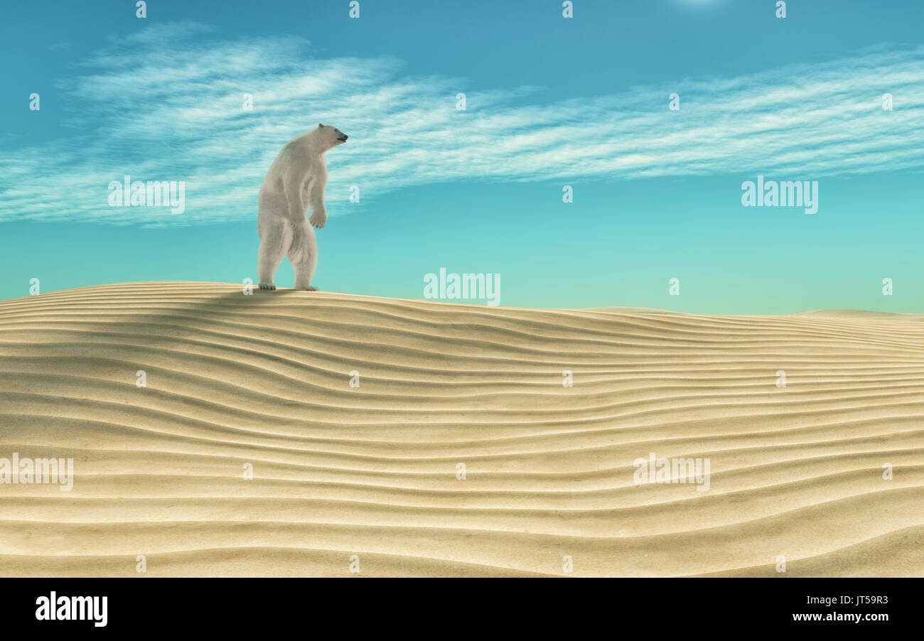 L Ours Polaire Dans Le Desert Il S Agit D Une Illustration 3d Render Photo Stock Alamy
