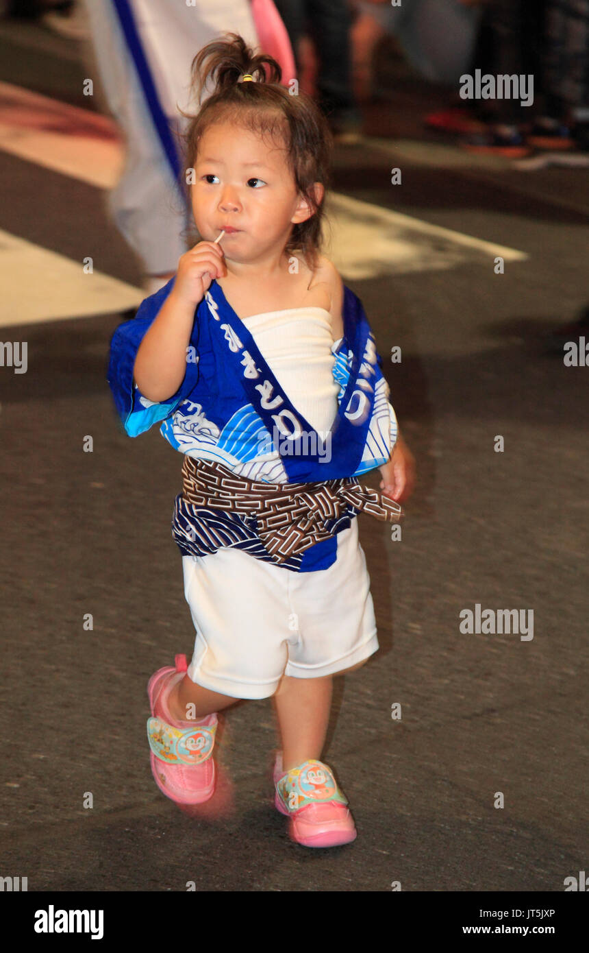 Japon, Tokyo, Kagurazaka Matsuri, festival, Awa Odori, personnes, fille, Banque D'Images