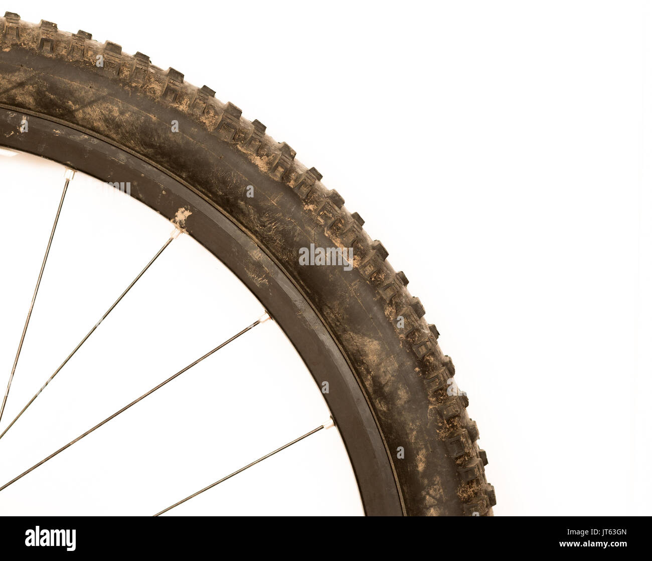 Close up d'une sale de pneus de vélo de montagne Banque D'Images