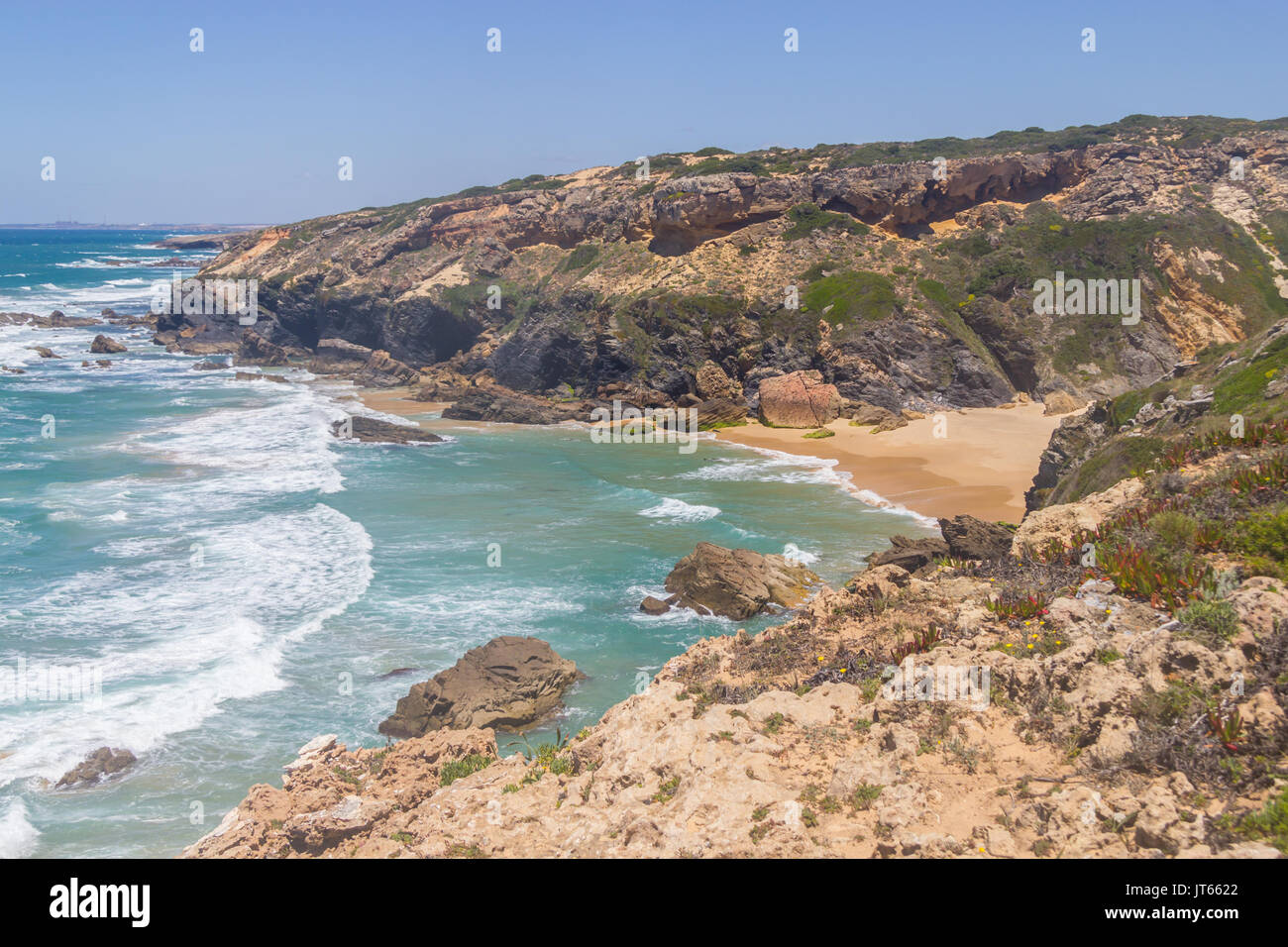 Plage sauvage, Vila Nova de Milfontes, Alentejo, Portugal Banque D'Images