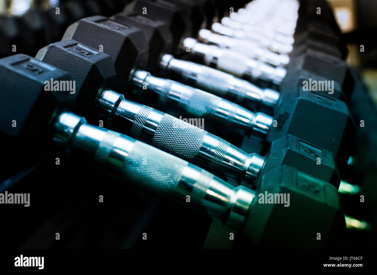 En acier et en caoutchouc lourd poids d'haltère à gym, montrant une saine vie de forme physique. Utiliser pour le levage de poids au cours de l'exercice athlétique. Banque D'Images