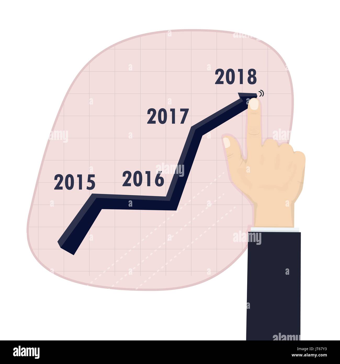 Businessman hand poussant une entreprise graphique sur une interface d'écran tactile.hand holding business graph.isolé sur fond blanc.vector illustration fla Illustration de Vecteur