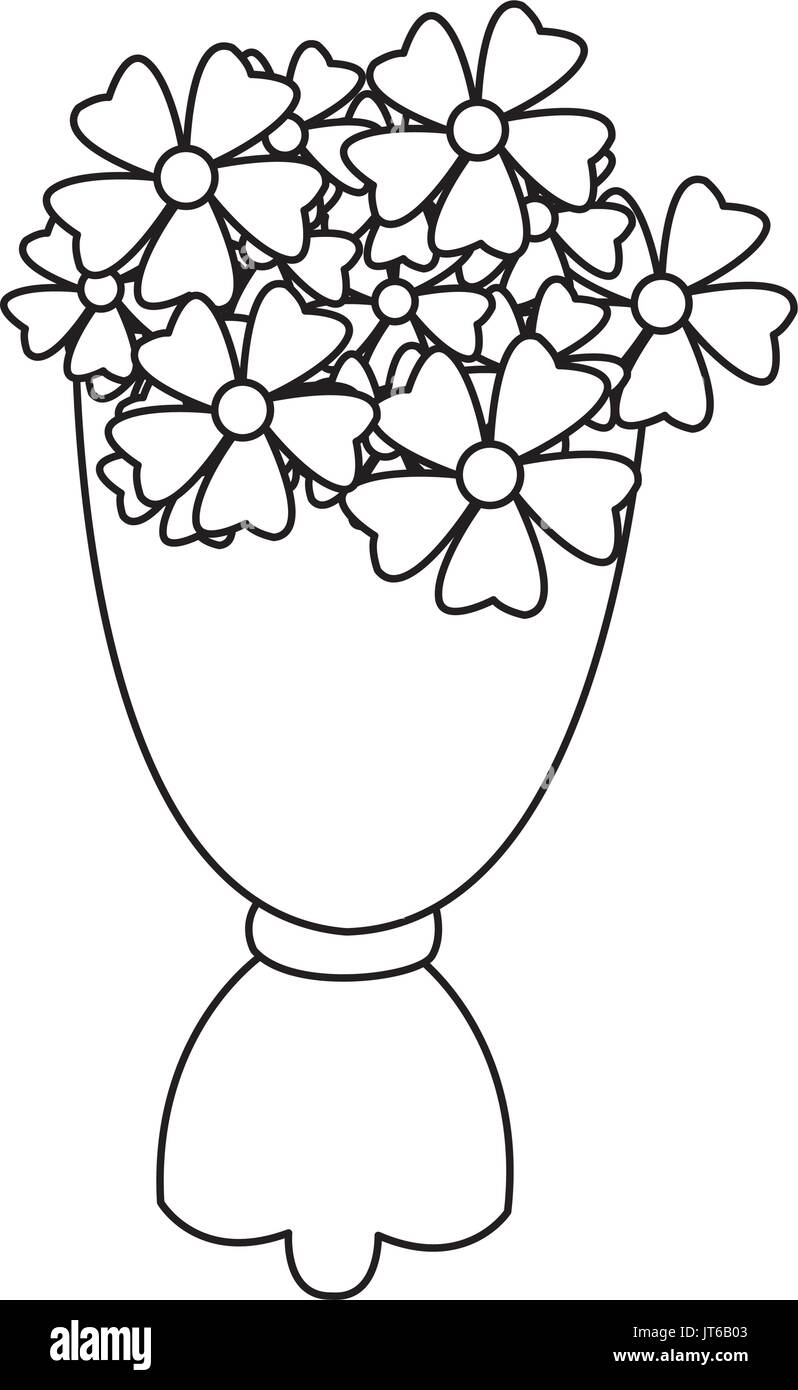 Fleurs bouquet ornement romantique papier enroulé Illustration de Vecteur