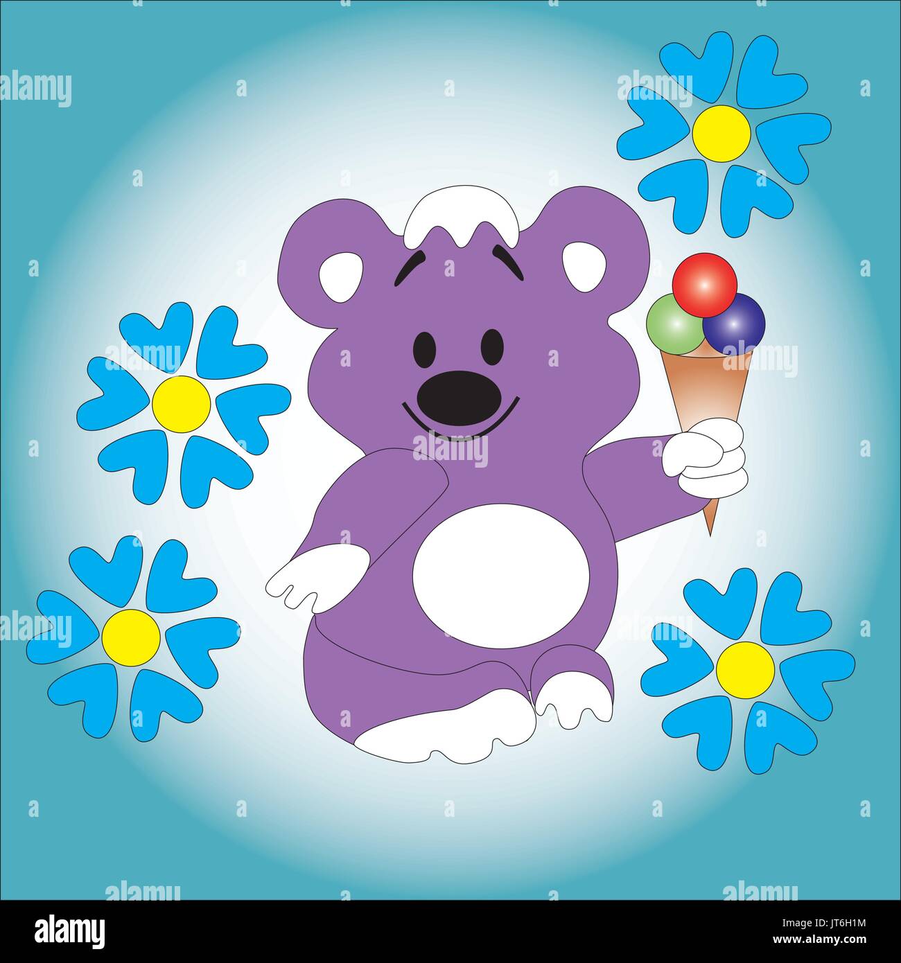 Belle funny Bear cub continue de glace dans sa patte. Illustration de Vecteur