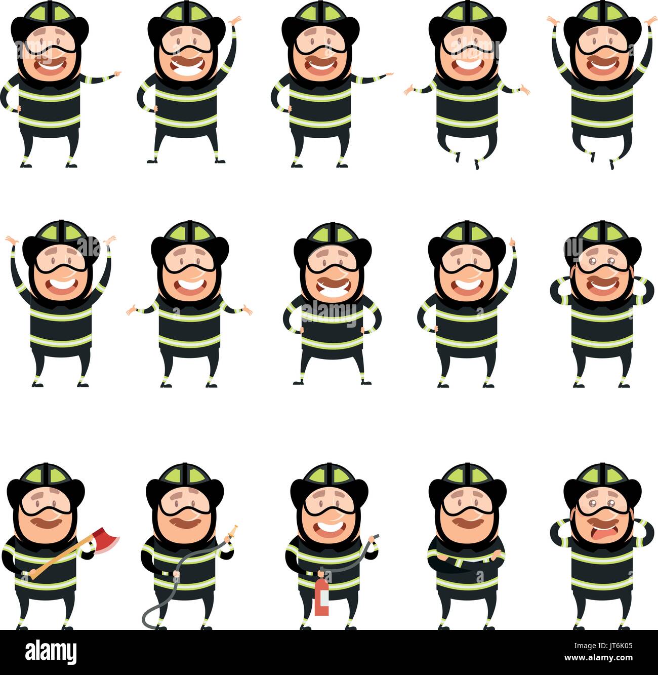 Série de télévision pompiers personnage icônes Illustration de Vecteur