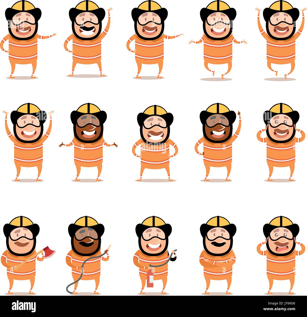 Série de télévision pompiers personnage icônes Illustration de Vecteur