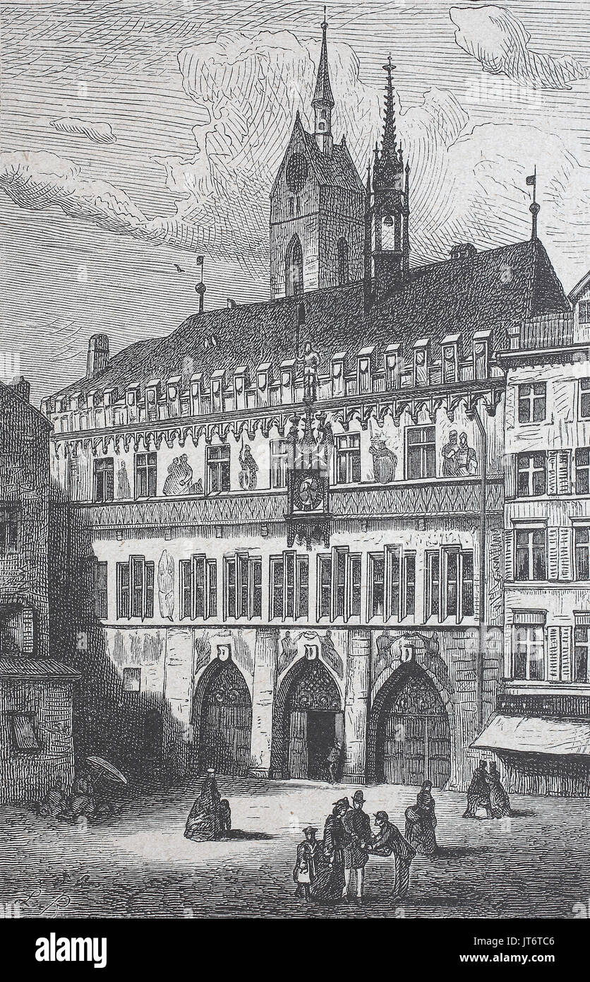 La mairie de Bâle, Bâle, Suisse, l'amélioration numérique reproduction d'une image publié entre 1880 - 1885 Banque D'Images