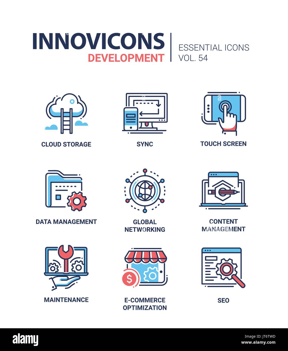Développement de pages Web - moderne ligne vectorielle icons set. Illustration de Vecteur