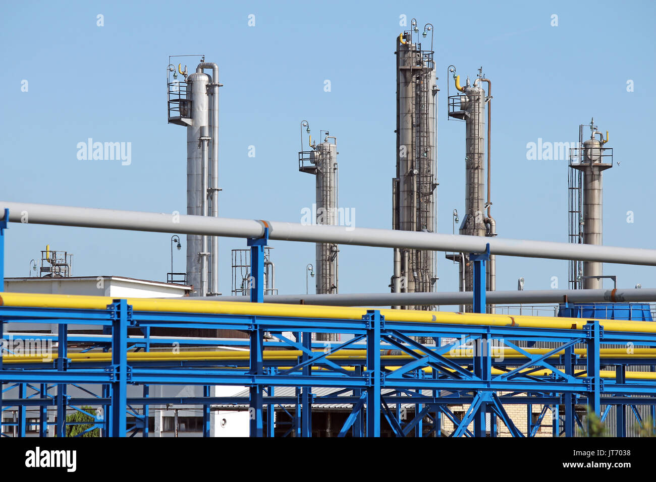 Zone de l'industrie des pipelines usine pétrochimique Banque D'Images